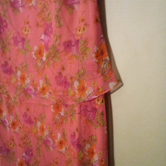 Miss Dorby Dress Women 12P 12 Petite Layered Short Sleeve Floral Pink - Picture 9 of 16